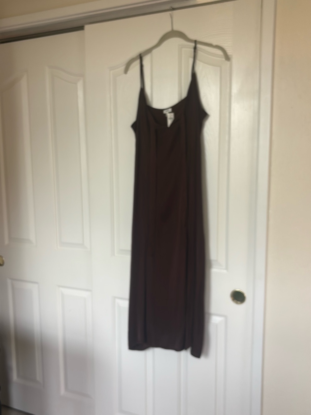 aerie Chocolate Brown Satin Slip Dress with Spaghetti Straps - Picture 5 of 7